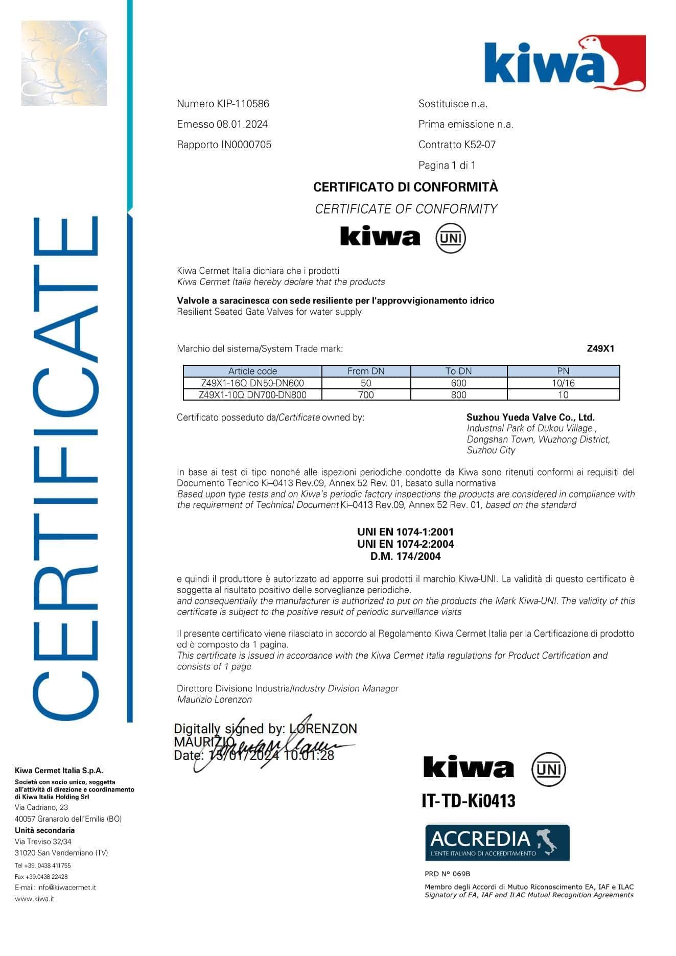 ใบรับรอง Kiwa